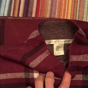 Max Studio Burgundy Plaid Cowl Neck Sweater